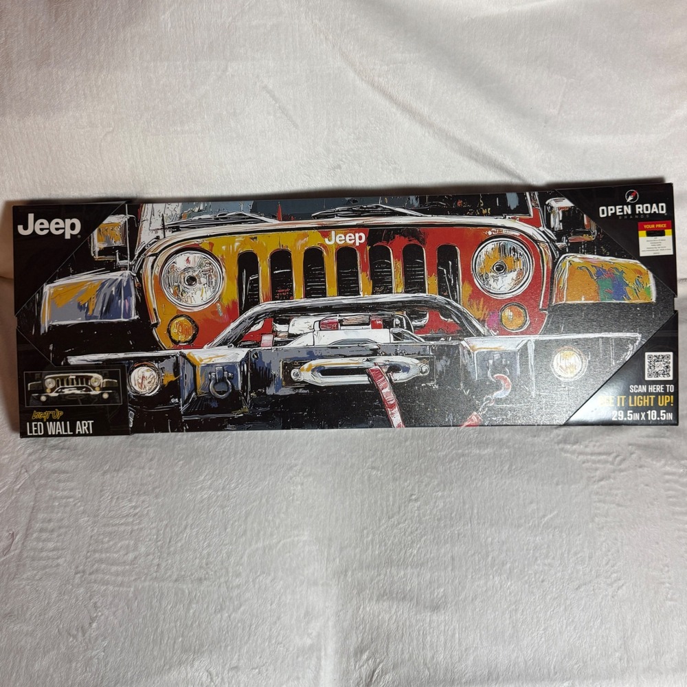 JEEP LED Light Up Artsy Colorful Wall Canvas Art - 29.5 X 10.5 - New - Open Road
